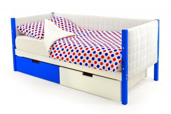 Кровать-тахта мягкая Svogen (сине-белый) с ящиками и бортиком в Сысерти - sysert.mebel-74.com | фото