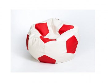 Кресло-мешок Мяч большой Экокожа бело-красное в Сысерти - sysert.mebel-74.com | фото