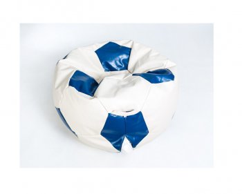 Кресло-мешок Мяч большой Экокожа бело-синее в Сысерти - sysert.mebel-74.com | фото