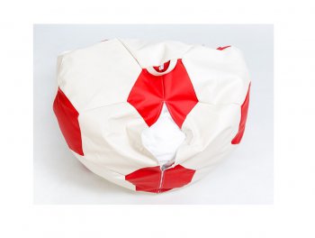 Кресло-мешок Мяч большой Экокожа бело-красное в Сысерти - sysert.mebel-74.com | фото