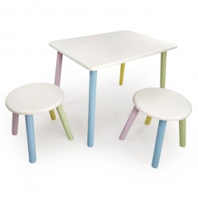 Детский комплект стол и два табурета круглых  (Белый, Белый, Цветной) в Сысерти - sysert.mebel-74.com | фото