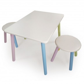 Детский комплект стол и два табурета круглых  (Белый, Белый, Цветной) в Сысерти - sysert.mebel-74.com | фото