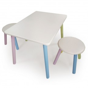 Детский комплект стол и два табурета круглых с накладкой Космос  (Белый, Белый, Цветной) в Сысерти - sysert.mebel-74.com | фото