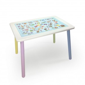 Детский стол с накладкой Алфавит (Белый/Цветной) в Сысерти - sysert.mebel-74.com | фото