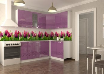 Кухонный гарнитур угловой Волна 1800 (фиолетовый металлик) в Сысерти - sysert.mebel-74.com | фото