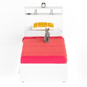 Камелия Кровать с ящиками 0900, цвет белый, ШхГхВ 93,5х217х78,2 см., сп.м. 900х2000 мм., без матраса, основание есть в Сысерти - sysert.mebel-74.com | фото
