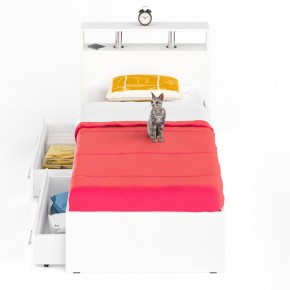 Камелия Кровать с ящиками 0900, цвет белый, ШхГхВ 93,5х217х78,2 см., сп.м. 900х2000 мм., без матраса, основание есть в Сысерти - sysert.mebel-74.com | фото