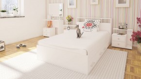 Камелия Кровать с ящиками 1200, цвет белый, ШхГхВ 123,5х217х78,2 см., сп.м. 1200х2000 мм., без матраса, основание есть в Сысерти - sysert.mebel-74.com | фото