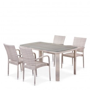 Комплект плетеной мебели T256C/Y376C-W85 Latte (4+1) + подушки на стульях в Сысерти - sysert.mebel-74.com | фото