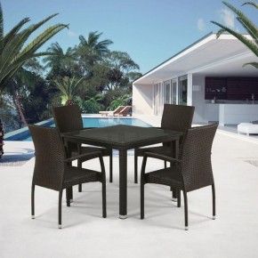 Комплект плетеной мебели T257A/YC379A-W53 Brown (4+1) + подушки на стульях в Сысерти - sysert.mebel-74.com | фото