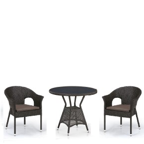 Комплект плетеной мебели T707ANS/Y79-W53 Brown (2+1) в Сысерти - sysert.mebel-74.com | фото