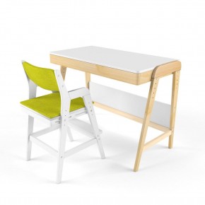 Комплект растущий стол и стул с чехлом 38 попугаев «Вуди» (Белый, Белый, Грин) в Сысерти - sysert.mebel-74.com | фото