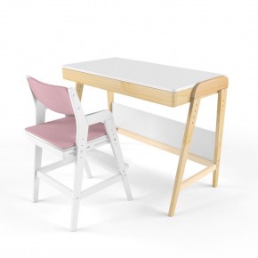 Комплект растущий стол и стул с чехлом 38 попугаев «Вуди» (Белый, Белый, Розовый) в Сысерти - sysert.mebel-74.com | фото