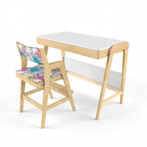 Комплект растущий стол и стул с чехлом 38 попугаев «Вуди» (Белый, Береза, Мечта) в Сысерти - sysert.mebel-74.com | фото