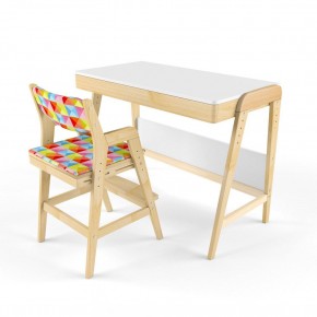 Комплект растущий стол и стул с чехлом 38 попугаев «Вуди» (Белый, Береза, Ромбы) в Сысерти - sysert.mebel-74.com | фото