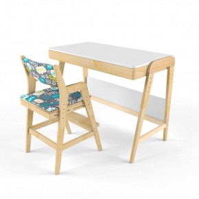Комплект растущий стол и стул с чехлом 38 попугаев «Вуди» (Белый, Береза, Салют) в Сысерти - sysert.mebel-74.com | фото