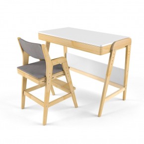 Комплект растущий стол и стул с чехлом 38 попугаев «Вуди» (Белый, Без покрытия, Серый) в Сысерти - sysert.mebel-74.com | фото