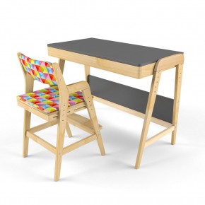 Комплект растущий стол и стул с чехлом 38 попугаев «Вуди» (Серый, Береза, Ромбы) в Сысерти - sysert.mebel-74.com | фото