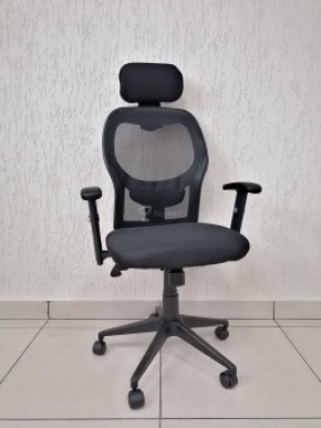 Кресло Barneo K-128 для персонала (черная ткань черная сетка) в Сысерти - sysert.mebel-74.com | фото