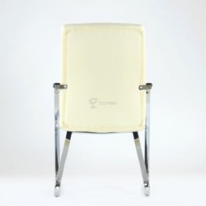 Кресло Barneo K-25 для посетителей и переговорных (хром, бежевая экокожа) в Сысерти - sysert.mebel-74.com | фото