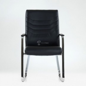 Кресло Barneo K-25 для посетителей и переговорных (хром, черная экокожа) в Сысерти - sysert.mebel-74.com | фото