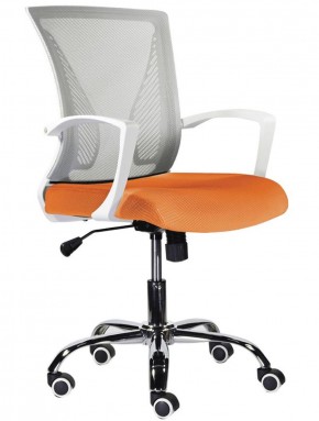 Кресло BRABIX "Wings MG-306", пластик белый, хром, сетка, серое/оранжевое, 532011 в Сысерти - sysert.mebel-74.com | фото