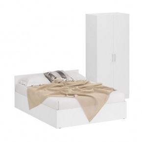 Кровать 1600 + Шкаф 2-х створчатый Стандарт, цвет белый, ШхГхВ 163,5х203,5х70 + 90х52х200 см., сп.м. 1600х2000 мм., без матраса, основание есть в Сысерти - sysert.mebel-74.com | фото