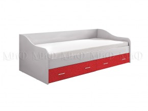 ВЕГА АЛФАВИТ Кровать 900 с настилом ЛДСП (Белый/Красный) в Сысерти - sysert.mebel-74.com | фото
