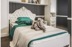 Кровать детская Мишель 1200 с мягким изголовьем из экокожи в Сысерти - sysert.mebel-74.com | фото