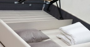 Кровать двойная Синди 160 + ортопед + ПМ + дно (арт. Марика 483 к/з (белый)) в Сысерти - sysert.mebel-74.com | фото