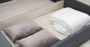 Кровать двойная Синди 160 + ортопед + ПМ + дно (арт. Марика 485 к/з (серый)) в Сысерти - sysert.mebel-74.com | фото