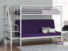 Кровать двухъярусная с диваном "Мадлен-3" (Белый/Фиолетовы) в Сысерти - sysert.mebel-74.com | фото