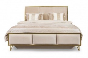 Кровать Lara 1600 с мягким изголовьем + основание (бежевый глянец) в Сысерти - sysert.mebel-74.com | фото