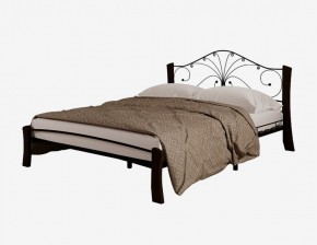 Кровать "Фортуна 4 ЛАЙТ" Черная (1200*2000) (ножки-шоколад) с коваными элементами в Сысерти - sysert.mebel-74.com | фото