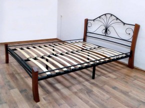 Кровать "Фортуна 4 ЛАЙТ" Черная (1400*2000) (ножки-махагон) с коваными элементами в Сысерти - sysert.mebel-74.com | фото