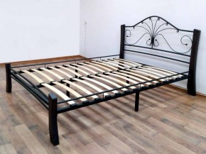 Кровать "Фортуна 4 ЛАЙТ" Черная (1400*2000) (ножки-шоколад) с коваными элементами в Сысерти - sysert.mebel-74.com | фото