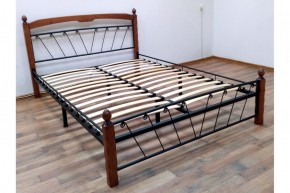 Кровать "Муза 1" КМД10  Черная (1400*2000) (ножки-махагон) с коваными изделиями в Сысерти - sysert.mebel-74.com | фото