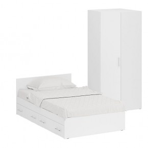 Кровать с ящиками 1200 + Шкаф угловой Стандарт, цвет белый, ШхГхВ 123,5х203,5х70 + 81,2х81,2х200 см., сп.м. 1200х2000 мм., без матраса, основание есть в Сысерти - sysert.mebel-74.com | фото