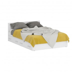 Кровать с ящиками 1400 + Шкаф 2-х створчатый Стандарт, цвет белый, ШхГхВ 143,5х203,5х70 + 90х52х200 см., сп.м. 1400х2000 мм., б/м, основание есть в Сысерти - sysert.mebel-74.com | фото