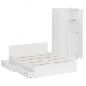 Кровать с ящиками 1600 + Шкаф 2-х створчатый Стандарт, цвет белый, ШхГхВ 163,5х203,5х70 + 90х52х200 см., сп.м. 1600х2000 мм., б/м, основание есть в Сысерти - sysert.mebel-74.com | фото