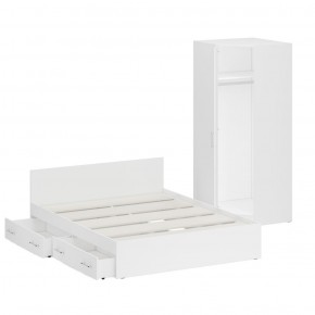 Кровать с ящиками 1600 + Шкаф угловой Стандарт, цвет белый, ШхГхВ 163,5х203,5х70 + 81,2х81,2х200 см., сп.м. 1600х2000 мм., без матраса, основание есть в Сысерти - sysert.mebel-74.com | фото