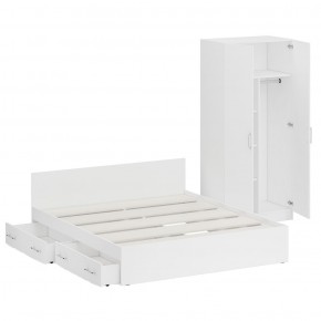 Кровать с ящиками 1800 + Шкаф 2-х створчатый Стандарт, цвет белый, ШхГхВ 183,5х203,5х70 + 90х52х200 см., сп.м. 1800х2000 мм., б/м, основание есть в Сысерти - sysert.mebel-74.com | фото