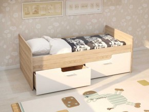 Кровать Умка К-001 + ящики (Дуб Сонома/Белый глянец) в Сысерти - sysert.mebel-74.com | фото
