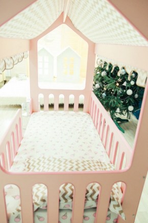 Кровать-домик без ящика 800*1600 (Розовый) в Сысерти - sysert.mebel-74.com | фото