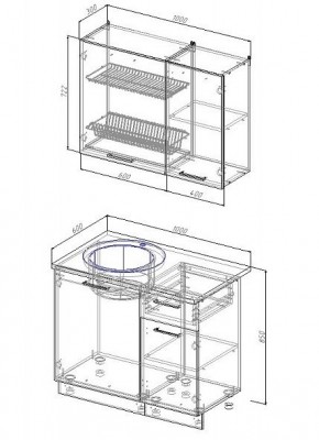 Кухонный гарнитур Антрацит 1000 (Стол. 38мм) в Сысерти - sysert.mebel-74.com | фото