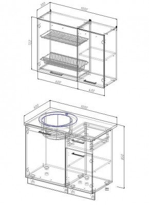 Кухонный гарнитур Бланка 1000 (Стол. 38мм) в Сысерти - sysert.mebel-74.com | фото