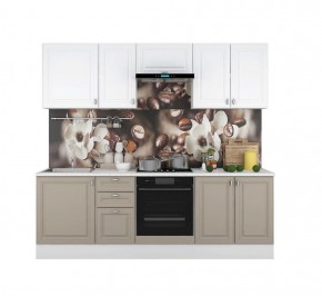 Кухонный гарнитур Ева 2400 Белый софт/Мокко софт (модульный) Горизонт в Сысерти - sysert.mebel-74.com | фото