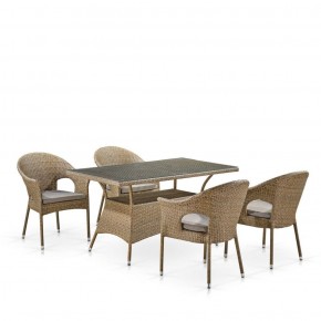 Обеденный комплект плетеной мебели T198B/Y79B-W56 Light Brown (4+1) в Сысерти - sysert.mebel-74.com | фото