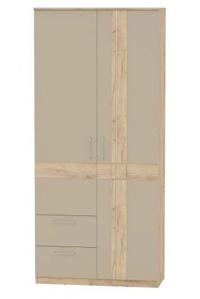 Шкаф 2-х дверный с ящиками ПРЕЗЕНТ 4-4819 (Дуб Крафт Золотой/Капучино/Дуб Мадейра) в Сысерти - sysert.mebel-74.com | фото