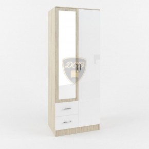 Шкаф 2-х створчатый с зеркалом Софи СШК 800.3 (дуб сонома/белый глянец) в Сысерти - sysert.mebel-74.com | фото